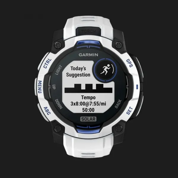 Garmin Instinct 3 45mm Solar Whitestone with Whitestone/Bolt Blue Band